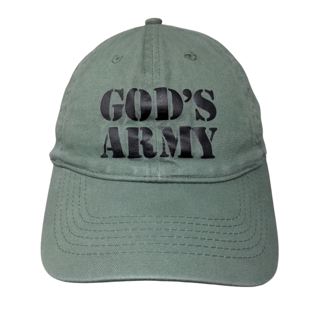 God's Army Strapback Hat Green One Size Adjustable 6 Panel Big X